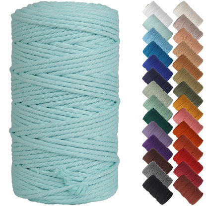 Picture of NOANTA Light Blue Macrame Cord 4mm x 109yards, Colored Macrame Rope, Cotton Cord Macrame Yarn, Colorful Cotton Craft Cord for Wall Hanging, Plant Hangers, Crafts, Knitting