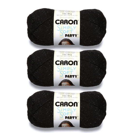 Picture of Caron Simply Soft Party Black Sparkle Yarn - 3 Pack of 85g/3oz - Acrylic - 4 Medium (Worsted) - 164 Yards - Knitting/Crochet