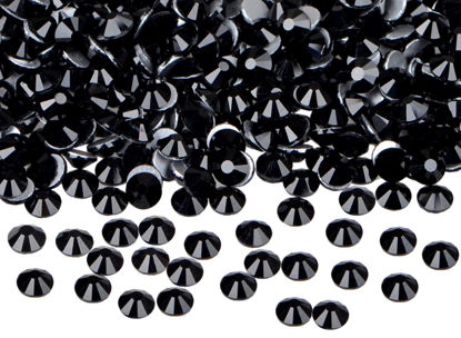 Picture of 2880PCS Art Nail Rhinestones non Hotfix Glue Fix Round Crystals Glass Flatback for DIY Jewelry Making with one Picking Pen (ss6 2880PCS, Jet Black)