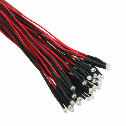 Picture of EDGELEC 30pcs 12 Volt 1.8mm Red LED Lights Emitting Diodes Pre Wired 7.9 inch DC 12v LED Light Clear Lens Small LED Lamps