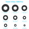 Picture of 1200 Pcs Nylon Flat Washers for Screws Bolts, Black Plastic Washers, Premium Fender Washers Assortment Set, Assorted Washers Kit (9Sizes-M2 M2.5 M3 M4 M5 M6 M8 M10 M12) for Household & Commercial YLYL