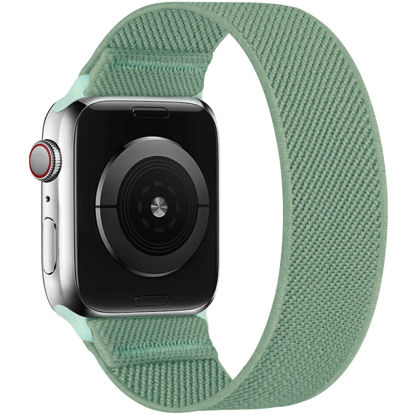 Picture of ENJINER Stretchy Nylon Solo Loop Bands Compatible with Apple Watch 38mm 40mm 41mm 42mm 44mm 45mm 49mm Ultra iWatch Series 8 7 SE 6 5 4 3 2 1 Strap, Sport Elastic Braided Women Men No Buckles Clasps Replacement Wristband, Cactus 42/44/45/49mm S