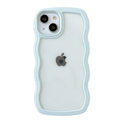 Picture of Caseative Cute Curly Wave Frame Shape Shockproof Soft Compatible with iPhone Case (Green,iPhone 13 Pro)