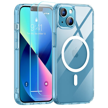 Picture of SUPFINE Magnetic for iPhone 13 Case Clear [Compatible with MagSafe][Never Yellow][2+Tempered Glass Screen Protector] Non-Slip Shockproof Phone Case,Flexible Bumper Designed for Thin Cover,Clear