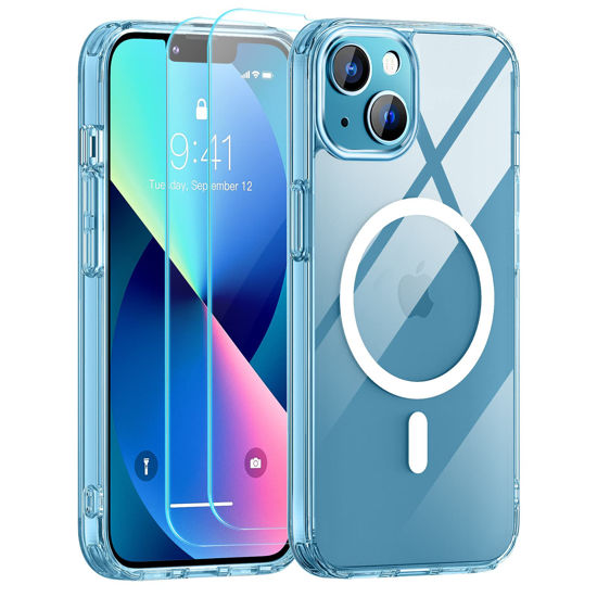 Picture of SUPFINE Magnetic for iPhone 13 Case Clear [Compatible with MagSafe][Never Yellow][2+Tempered Glass Screen Protector] Non-Slip Shockproof Phone Case,Flexible Bumper Designed for Thin Cover,Clear