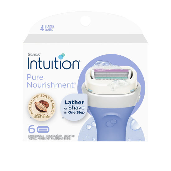 Picture of Schick Intuition Refill, Pure Nourishment Razors for Women | Intuition Razor Blades Refill with Organic Cocoa Butter, 6 Count (Pack of 1)