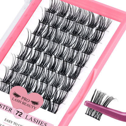 Picture of Cluster Lashes, 72 Pcs Individual Lashes, Lash Clusters DIY Eyelash Extension, Super Thin Band Reusable Soft & Comfortable (Ripple-D-10mm)