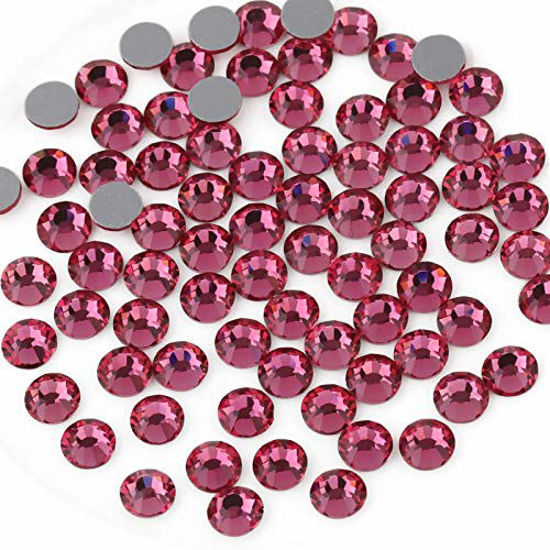 Picture of Beadsland 2880pcs Flat Back Crystal Rhinestones Round Gems for Nail Art and Craft Glue Fix,Rose,SS4,1.5-1.7mm