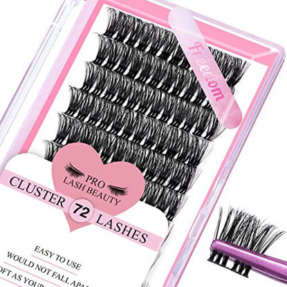 Picture of Cluster Lashes, 72 Pcs Individual Lashes, Lash Clusters DIY Eyelash Extension, Super Thin Band Reusable Soft & Comfortable (Freedom-D-16mm)