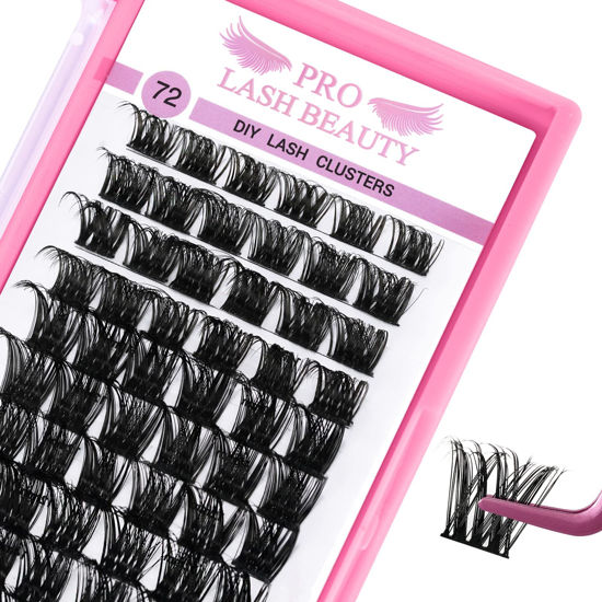 Picture of Cluster Lashes 72 Pcs Lash Clusters DIY Eyelash Extension Individual Cluster Eyelashes Tender Style Self-Application Fluffy Super Thin Band Reusable Soft & Comfortable(Tender-C-12mm)