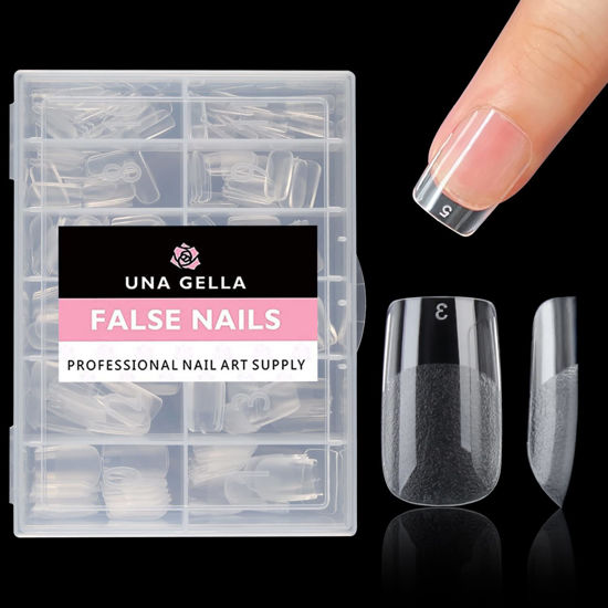 Picture of UNA GELLA Short Square Fake Nails 960pcs Short Square Press on Nails Pre-shape Short Square Gel Nail Tips for Full Cover Acrylic Short Square Nails False Nails For Nail Extension Home DIY Nail Salon 12 Sizes Gelly Tips