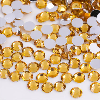 Picture of 1000 Pieces SS20 5mm Flatback Rhinestones Clear Glass Round Gems Crystals for Nail Art DIY Crafts Clothes Shoes Bags （Golden Yellow）