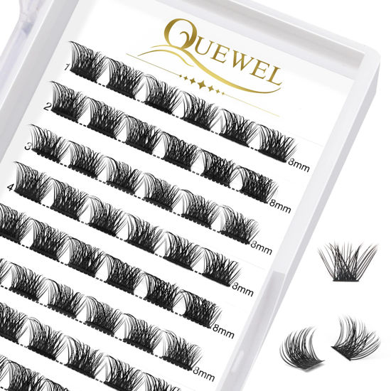 Picture of Lash Clusters 72 Pcs Wide Stem Individual Lashes C/D Curl 8-16mm Length DIY Eyelash Extension False Eyelashes Natural&Mega Styles Soft for Personal Makeup Use at Home (Mega-C-8)