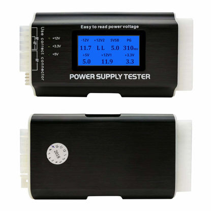 Picture of Computer PC Power Supply Tester, ATX/ITX/IDE/HDD/SATA/BYI Connectors Power Supply Tester, 1.8'' LCD Screen (Aluminum Alloy Enclosure)