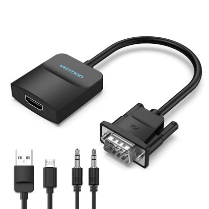 Picture of VENTION VGA to HDMI Adapter with Audio, (PC VGA Source Output to TV/Monitor with HDMI Connector), 1080P VGA to HDMI Converter Cable for Computer, Desktop, Laptop, PC, Monitor, HDTV