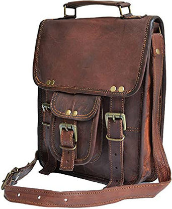 jaald Leather messenger bag shoulder bag cross body vintage satchel for  women men compatible with Ipad man purse and tablet