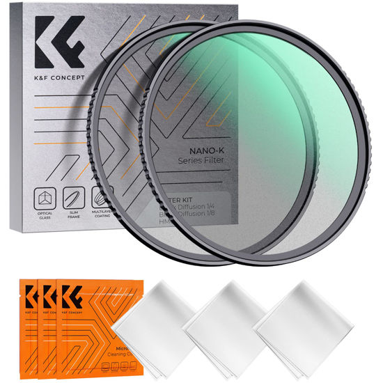 Picture of K&F Concept 67mm Black Diffusion 1/4 & 1/8 Filters Kit Mist Cinematic Effect Filters Set with Multi-Layer Coated for Camera Lens - K Series