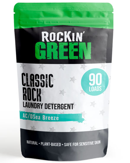 Picture of Rockin' Green Classic Rock Laundry Detergent (90 Loads), Plant based, All Natural Laundry Detergent Powder, Vegan and Biodegradable Odor Fighter, Safe for Sensitive Skin, 45 oz (AC/DSea Breeze).