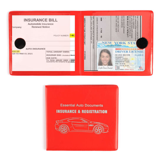 Picture of UYYE Auto Car Essential,Car Registration and Insurance Card Documents Holder 2-Pack,Car Interior Accessories for Car,Truck,SUV and Other Vehicle,Case Wallet for Car Documents Organizer(Red)