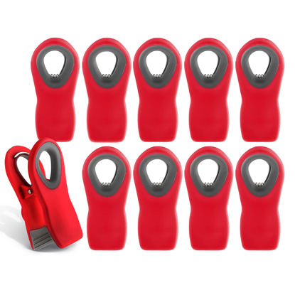 Picture of COOK WITH COLOR 10 Pc Bag Clips with Magnet- Food Clips, Chip Clips, Bag Clips for Food Storage with Air Tight Seal Grip for Bread Bags, Snack Bags and Food Bags (Red)