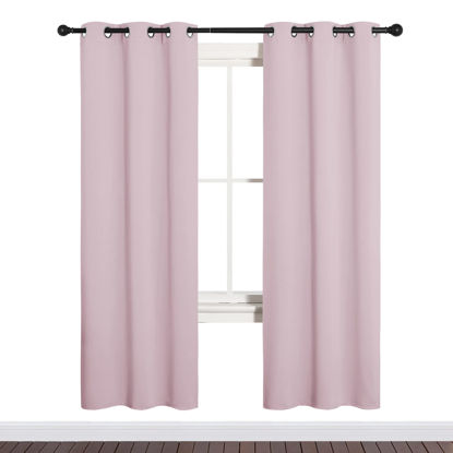 Picture of NICETOWN Blackout Curtain Panels for Girls Room, Nursery Essential Thermal Insulated Solid Grommet Top Blackout Drapes (Lavender Pink, 1 Pair, 34 x 72 inches)