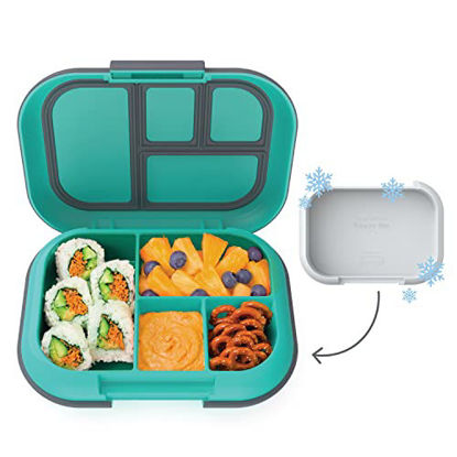 Picture of Bentgo® Kids Chill Lunch Box - Leak-Proof Bento Box with Removable Ice Pack & 4 Compartments for On-the-Go Meals - Microwave & Dishwasher Safe, Patented Design, 2-Year Warranty (Electric Aqua)