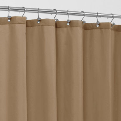 Picture of ALYVIA SPRING Stall Fabric Shower Curtain Liner Waterproof - Soft & Lightweight Small Shower Curtain with Magnets for Narrow Stall Size, Machine Washable - 36x72, Coffee