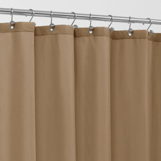 Picture of ALYVIA SPRING Stall Fabric Shower Curtain Liner Waterproof - Soft & Lightweight Small Shower Curtain with Magnets for Narrow Stall Size, Machine Washable - 36x72, Coffee