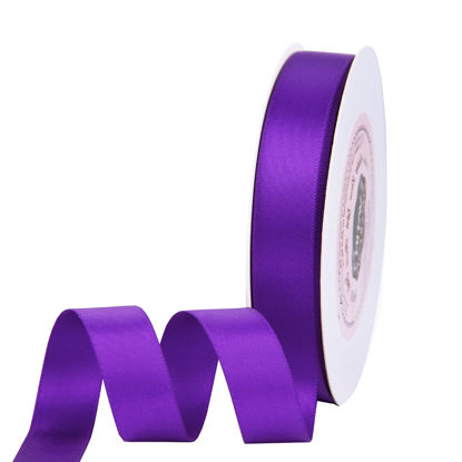 Picture of VATIN 5/8 inch Double Faced Polyester Purple Satin Ribbon -Continuous 25 Yard Spool, Perfect for Wedding Decor, Wreath, Baby Shower,Gift Package Wrapping and Other Projects