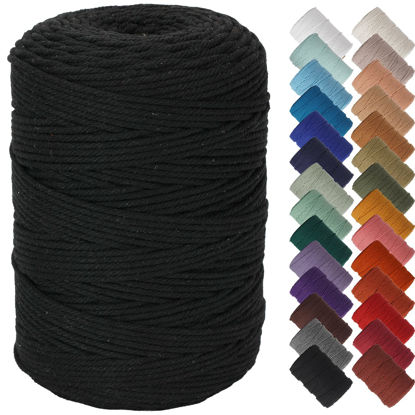 Picture of NOANTA Black Macrame Cord 3mm x 328yards, Colored Macrame Rope, Cotton Rope Macrame Yarn, Colorful Cotton Craft Cord for Wall Hanging, Plant Hangers, Crafts, Knitting
