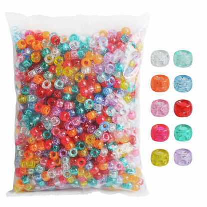 Blue Ice Mix Plastic Pony Beads 6 x 9mm, 500 beads