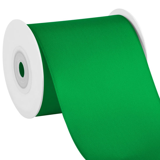 Picture of Solid Color Double Faced Green Satin Ribbon 3" X 10 Yards, Ribbons Perfect for Crafts, Wedding Decor, Bow Making, Sewing, Gift Package Wrapping and More