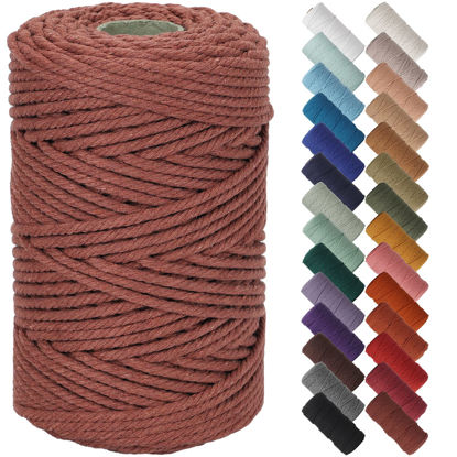 Picture of NOANTA Rust Red Macrame Cord 5mm x 109yards, Colored Macrame Rope Cotton Rope Macrame Yarn, Colorful Cotton Craft Cord for Wall Hanging, Plant Hangers, Crafts, Knitting