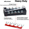 Picture of MILAPEAK Terminal Block and Strip - 6 Sets 4/5/6 Positions 600V 25A Dual Row Wire Screw Terminal Strip Block with Cover + 400V 25A Pre-Insulated Terminals Barrier Strips Jumpers (Black & Red)