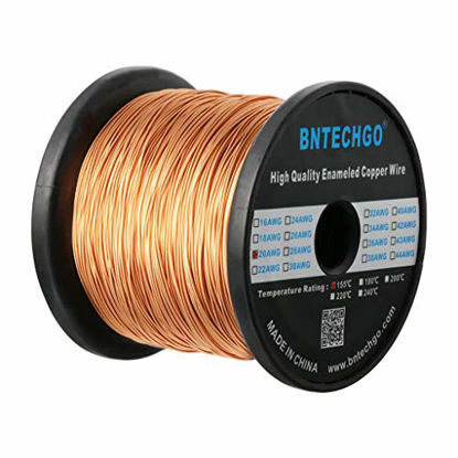 Picture of BNTECHGO 20 AWG Magnet Wire - Enameled Copper Wire - Enameled Magnet Winding Wire - 5 lb - 0.0315" Diameter 1 Spool Coil Natural Temperature Rating 155℃ Widely Used for Transformers Inductors