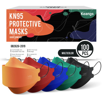 Picture of Keangs KN95 Face Masks 100 Pack, Breathable Protective Disposable Mask For for Adults And Teens, Multicolor