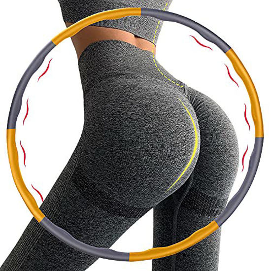 Picture of IENIN Weighted Exercise Fitness Hoop 8 Section Detachable Exercise Hoop, Portable Soft Adjustable Sport Weighted Hoop for Women Lose Weight, Workout