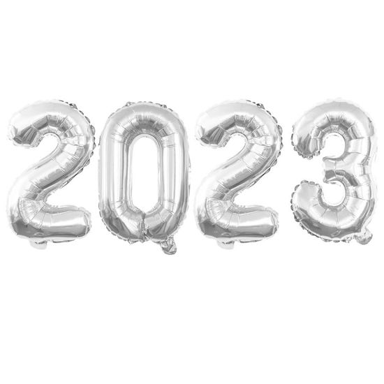 Picture of GOER 2023 Foil Number Balloons for 2023 New Year Eve Festival Party Supplies Graduation Decorations (Silver,16 Inch)