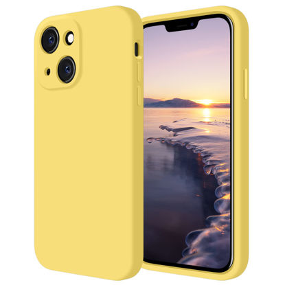 Picture of FireNova for iPhone 14 Case, Silicone Upgraded [Camera Protection] Phone Case with [2 Screen Protectors], Soft Anti-Scratch Microfiber Lining Inside, 6.1 inch, Yellow