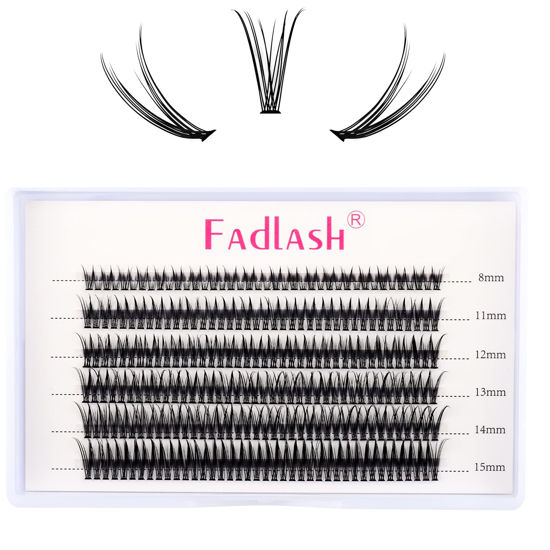 Picture of Individual Lash Extensions 240pcs Cluster Lashes Natural Look DIY Eyelash Extension C Curl 0.10 Soft Individual Lashes Mixed Tray False Eyelashes Long 3D Effect Wispy (YW-0.10C, 8-15mm)