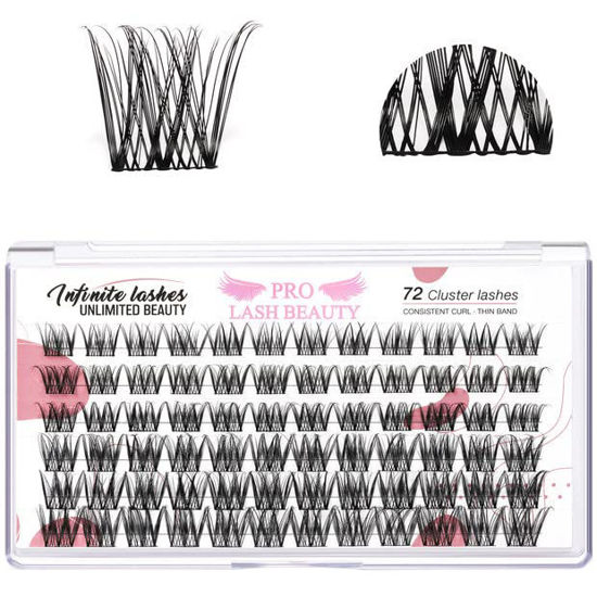 Picture of Cluster Lashes 72 Pcs Lash Clusters DIY Eyelash Extension Individual Cluster Eyelashes Spiffy Style Self-Application Fluffy Super Thin Band Reusable Soft & Comfortable(Spiffy,D-10-16mix)