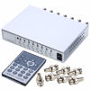 Picture of UHPPOTE 4 Channel Color Quad System Video Splitter CCTV DVR Camera Processor Remote Control with 7 BNC Adpater