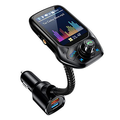 Picture of Bluetooth FM Transmitter - 1.8” Color Screen, Handsfree Calling, 3 USB Port with QC3.0 Fast Charge, Auto Frequency Tuning, 5 EQ Modes - Supports U Disk/TF Card/Aux