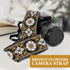 Picture of Art Tribute Brown White Flowers Camera Strap Retro Vinatge Strap, Floral Vegan Leather Camera Strap. Best Gift for Men & Women Photographers