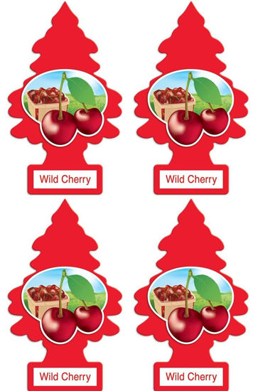 Picture of LITTLE TREES Car Air Freshener | Hanging Paper Tree for Home or Car | Wild Cherry | 4 Pack