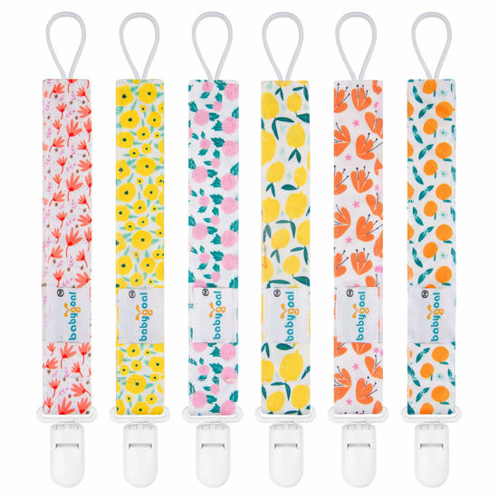 Picture of Babygoal Floral Pacifier Clips, 6 Pack Binky Paci Holder and Leash for Boys and Girls Fits for Most Pacifier, Binkie Styles & Baby Teethers & Toys and Gift 6PS14