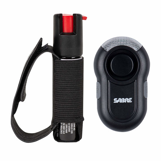 Picture of SABRE Runner Pepper Gel, Maximum Police Strength OC Spray, Reflective Hand Strap For Easy Carry & Quick Access, 35 Bursts, Secure & Easy to Use Safety, Optional Clip-On Alarm & LED Armband Combo