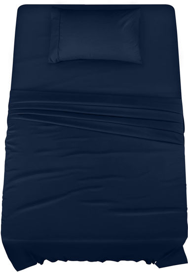 Picture of Utopia Bedding Twin Bed Sheets Set - 3 Piece Bedding - Brushed Microfiber - Shrinkage and Fade Resistant - Easy Care (Twin, Navy)