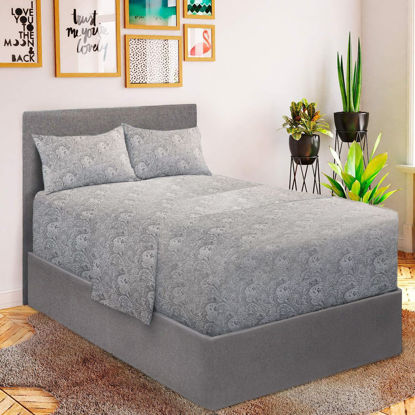 Picture of Mellanni Extra Deep Pocket Twin XL Sheet Set - Iconic Collection Bedding Sheets & Pillowcases - Luxury, Ultra Soft, Cooling Bed Sheets - Extra Deep Pocket up to 21" - 3 PC (Twin XL, Paisley Gray)