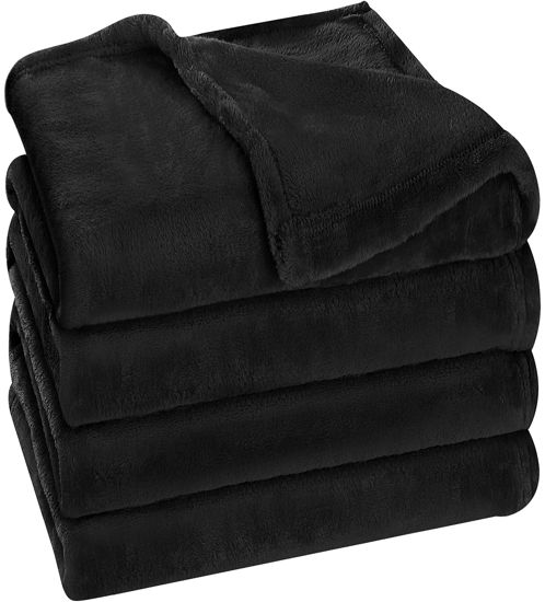 Picture of Utopia Bedding Fleece Blanket Full Size Black 300GSM Luxury Fuzzy Soft Anti-Static Microfiber Bed Blanket (90x84 Inches)